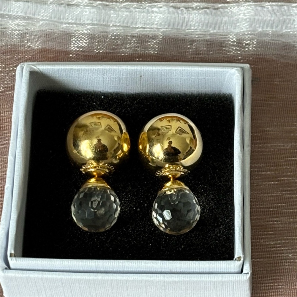 Coach Double-Sided Stud Earrings with Clear Crystal Accents